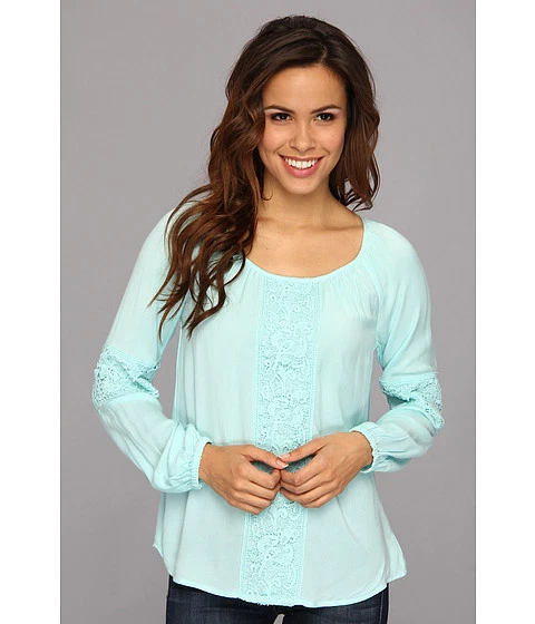 NUEVO Lilly Pulitzer Briony Top Spa Azul Túnica Gasa Blusa Crochet ENCAJE Como Nuevo S