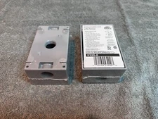 2 Hubbel Bell 5320-0 1-Gang Weatherproof Outlet Box Gray Three 1/2" Outlets NEW