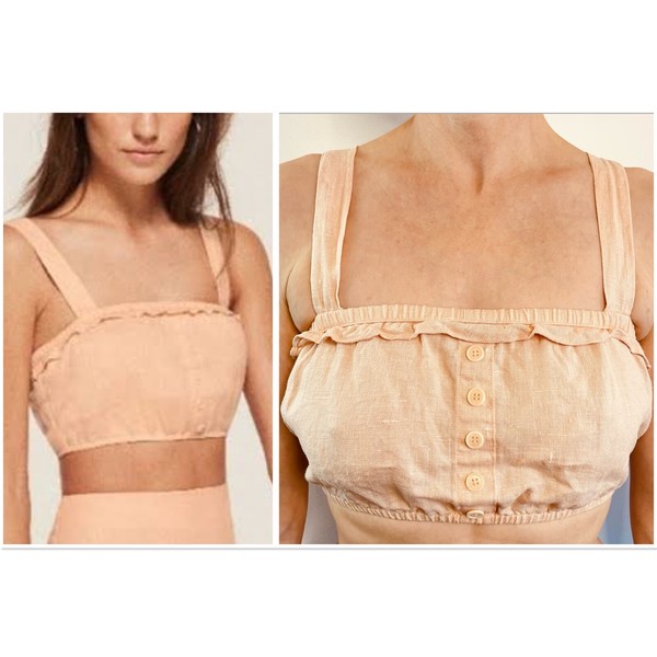 Reformation Size 4 ( 6-8 Aus) Pale Peach carolisa Crop Top Designer Made In USA