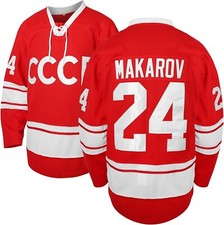Retro 24# Sergei Makarov Russia 1980 CCCP Russia Movie Hockey Jerseys Stitched