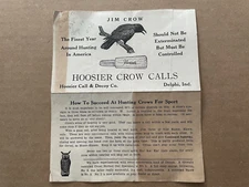 Vintage HOOSIER CROW / DUCK CALLS Brochure Jim Crow Decoy Co Delphi Ind