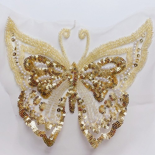 1X Butterfly Embroidered Lace Applique Beaded Sequin Patch Accessories for Dress - Picture 10 of 19