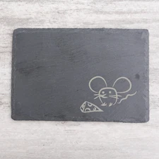 Mini Cheese / Charcuterie Slate Board with Mouse 6"x9"
