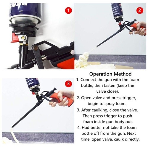 Pistola a spruzzo professionale PU schiuma applicazione strumento applicatore resistente con valvola - Foto 5 di 7