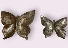 Lot Of 2 Antique Vintage Cast Iron BUTTERFLY Plates Ashtrays 8” & 6”