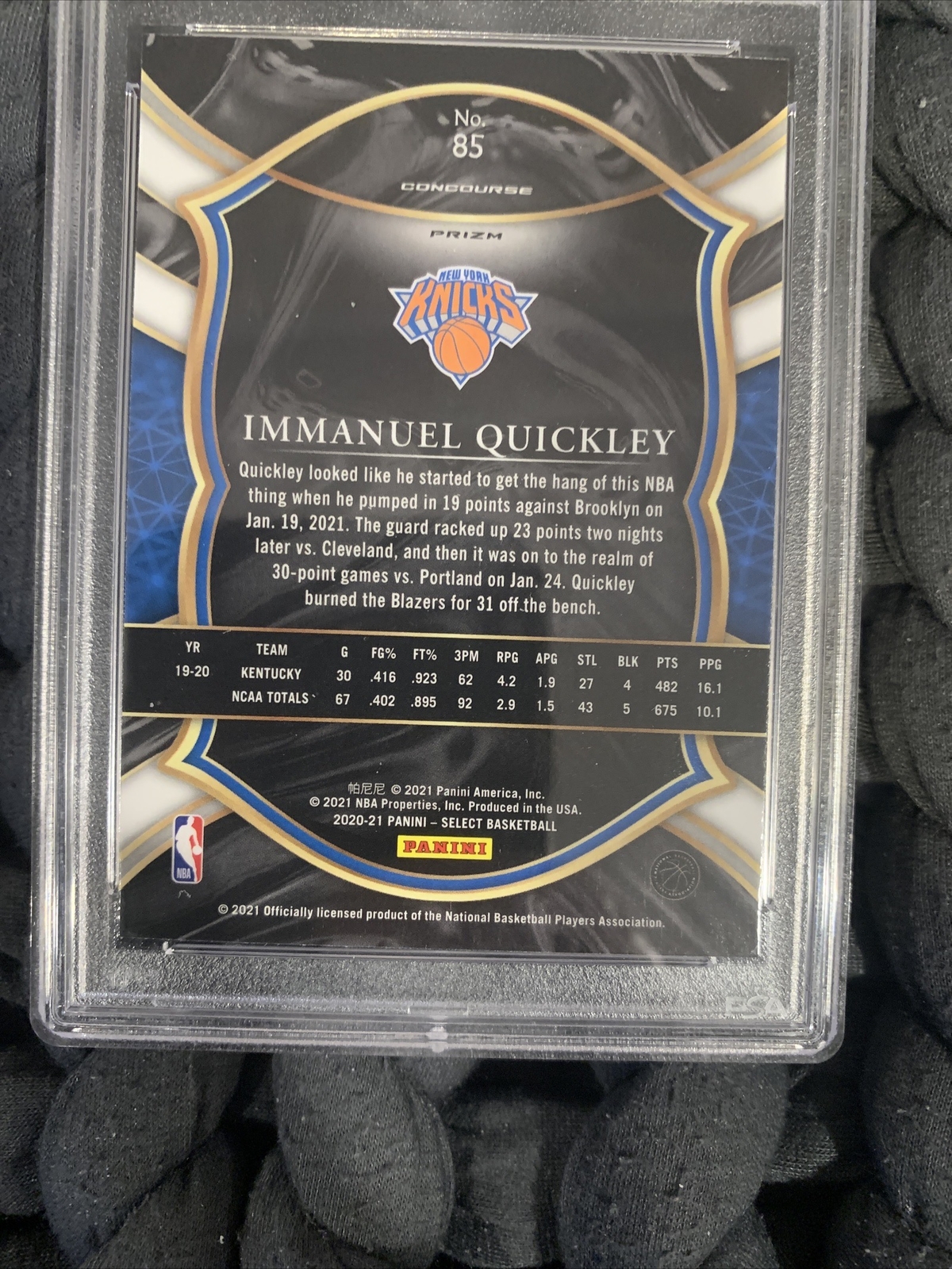 Immanuel Quickley Red/White/Green Cracked Ice 2020 Panini Select #85 PSA 10 view 24