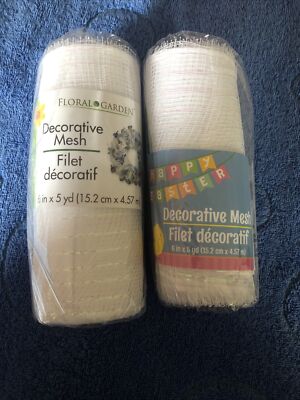 New Lot of 2 Deco Mesh White 6 in x 5 yds holiday Spring Inventory Bin #3170