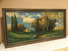 Antique 1920s Hermann-Rudisuhli Art Nouveau Original Framed 14x30 Litho Print