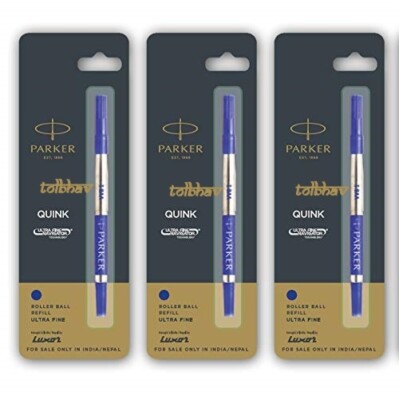 3 x Parker Frontier Roller Ball Pen Refills Rollerball Blue Ink 0.5mm Ultra Fine 3 x Parker Frontier Roller Ball Pen Refills Rollerball Blue Ink 0.5mm Ultra Fine