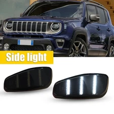 For 2015-2023 Jeep Renegade White Front LED Side Marker Light Smoked Lens 2PCS U