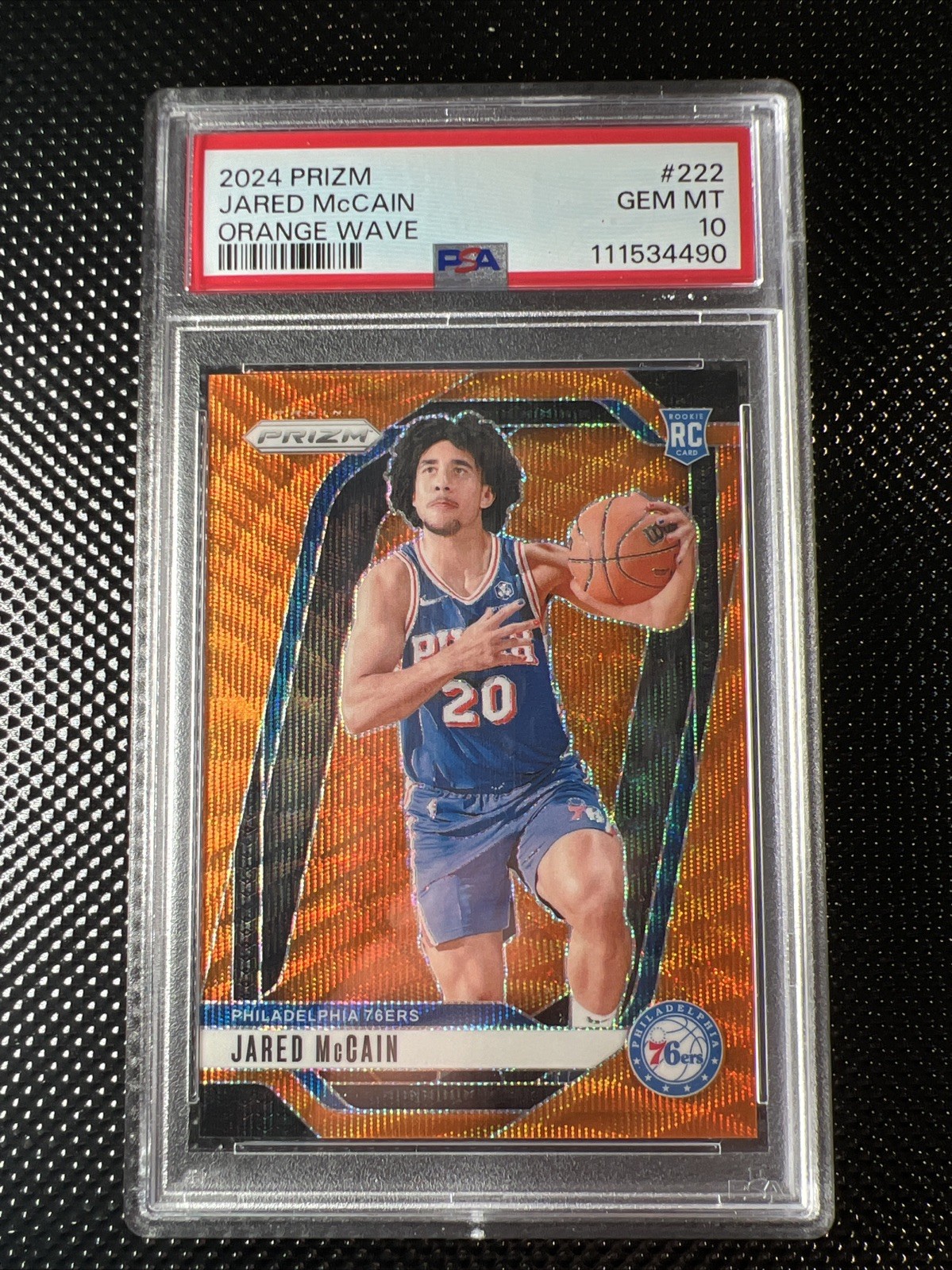 2024 Prizm #222 Jared McCain Orange Wave Prizm /60 PSA 10 Pop 2