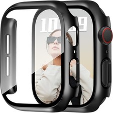 2 Pack Hard PC Case  HD Tempered Glass for 40mm Apple Watch Series 6/5/4