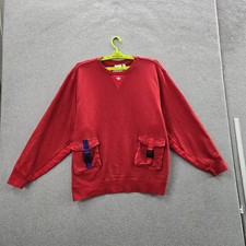 Adidas Men Sweatshirt L Red Embroidered Trefoil Logo Cny Series Cargo Pocket