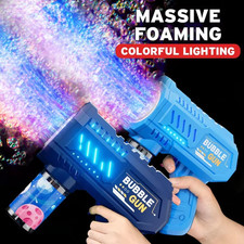 Bubble Gun Machine Kids Automatic Rocket Outdoor Toy with Liquid Christmas AU