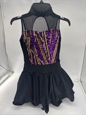 Weissman Dance costume dress black purple sequin child MC Style 12418