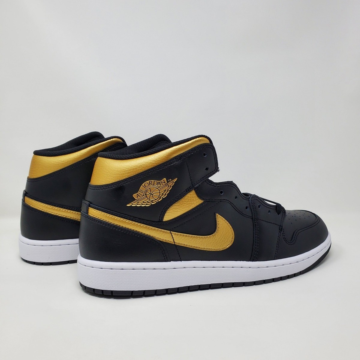 Nike Air Jordan 1 Mid Black Metallic Gold White DQ8426-071 Men's