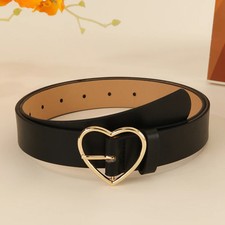 Faux Leather Belt Women's Heart Buckle Casual All Match Waist Everyday Belts