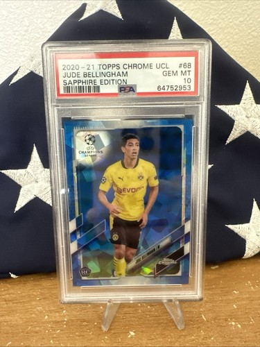 TOPPS CHROME CHAMPIONS LEAGUE SAPPHIRE EDITION JUDE BELLINGHAM ROOKIE RC PSA 10