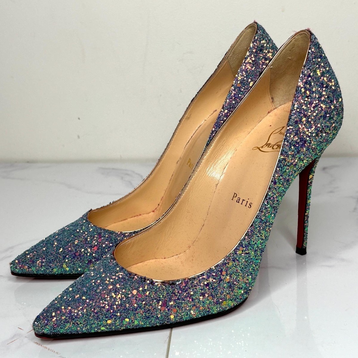 靴 Christian Louboutin Decollete 554Glitter Christian Louboutin Decollete 554 Glitter Mini in (White