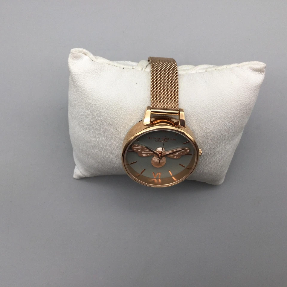 Reloj Olivia Burton London 3D Bee para mujer 34 mm esfera gris oro rosa batería nueva Foto 3 de 4