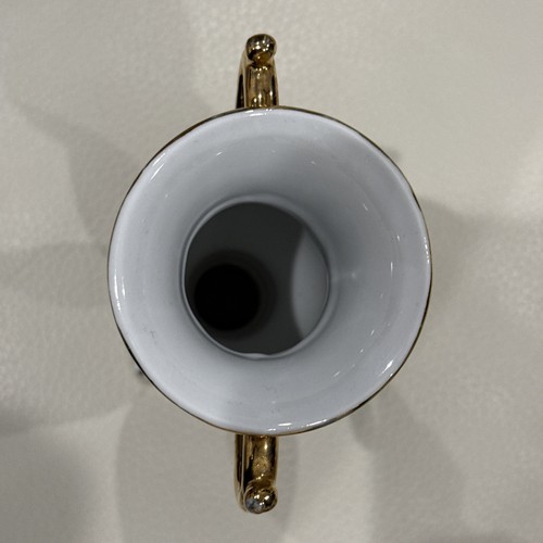Vaso vintage in porcellana oro dorato e blu reale 6”x4” - Foto 7 di 9