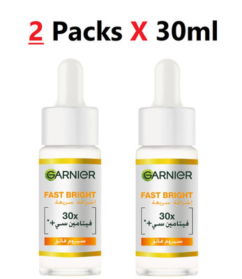 Garnier Fast Bright Booster Serum 30x Vitamin C Anti Dark Spots Glowing Skin 30m
