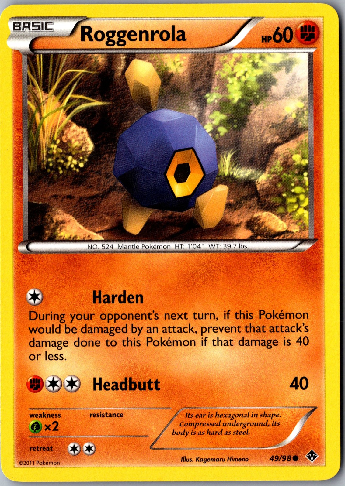 Roggenrola 49/98 Common Emerging Powers Lightly Played Pokemon Card TCG Single