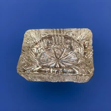 Vintage Heavy Cut Crystal Glass Ladies Small Individual Ashtray 4” By 2”