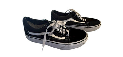 Vans Old Skool Mens 6.5 Black White Canvas Suede Low Top Sneakers