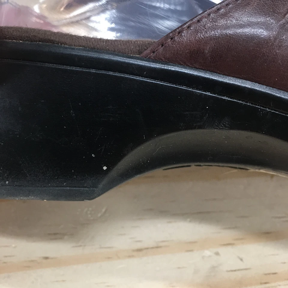 Clarks Shoes Womens 8.5 M Mule Clogs Brown Leather Closed Toe Casual Block 38599 Foto 4 de 4