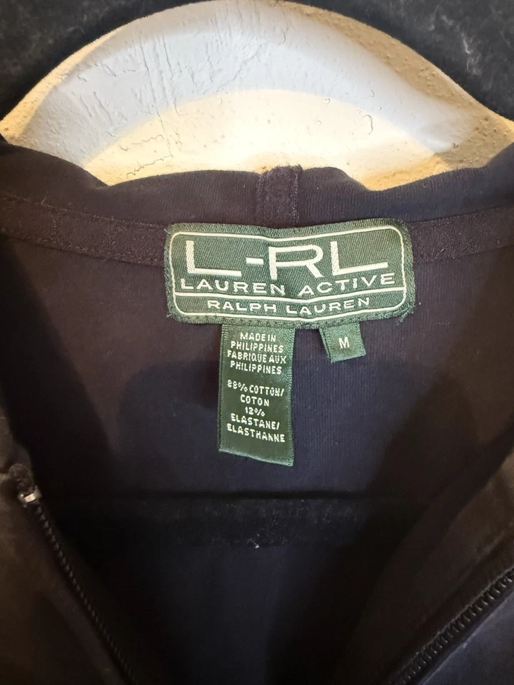 Sudadera con capucha Lauren Active Ralph Lauren para mujer negra talla mediana cremallera completa Foto 2 de 4