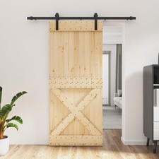 Porta Scorrevole con Set Hardware 90x210 cm Legno Massello Pino vidaXL