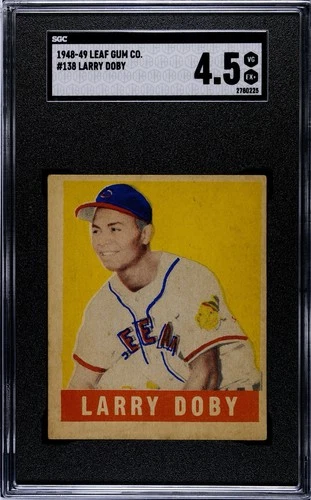 LARRY DOBY SGC 4.5 1948 LEAF BASEBALL #138 ROOKIE CARD RC SP RARE SHORT PRINT
