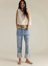 NWT FREE PEOPLE We The Free Isabelle Slim Cuffed Jeans 25 Taboo Light Washed