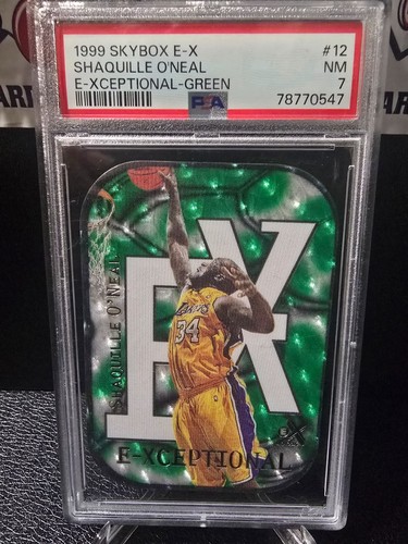 1999 Skybox E-X E-Xceptional Green /500 SHAQUILLE O'NEAL #12 PSA 7