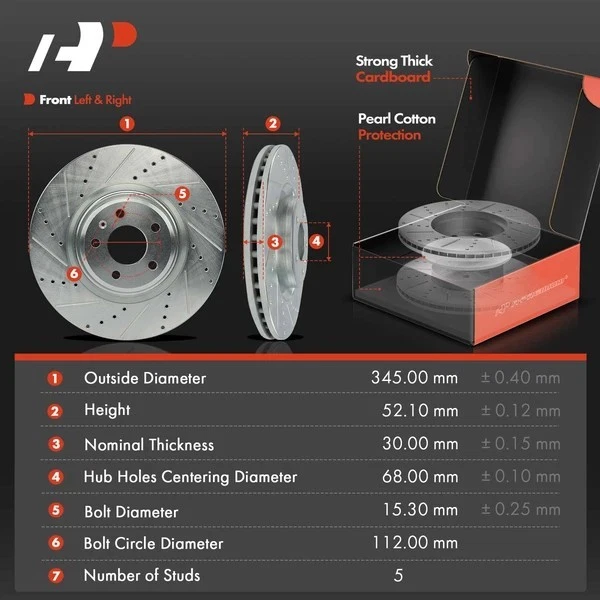 6x Rotores perforados delanteros y pastillas de freno de cerámica para Audi A6 Quattro A7 Quattro 356 mm Foto 3 de 4