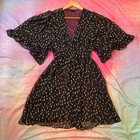 Betsey Johnson Vintage Y2K Silk Dress Kimono Angel Sleeves Sz 4 Silk Chiffon