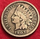 1907 Indian Head Cent Penny VF Details JC1376