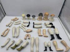 Vintage German Style Porcelain Doll Parts Lot Heads Arms Legs Boots