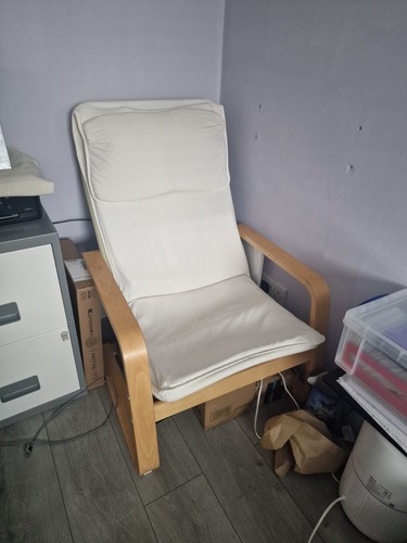 IKEA Poang Rocking Chair Natural Wood Birch Finish With Cream Cushion - Picture 1 of 5