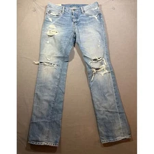 Abercrombie & Fitch Light Wash Straight Blue Denim Jeans Men Size 33x32