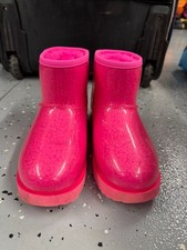 Ugg girls classic Pink, clear, mini, waterproof ankle boots Size 4