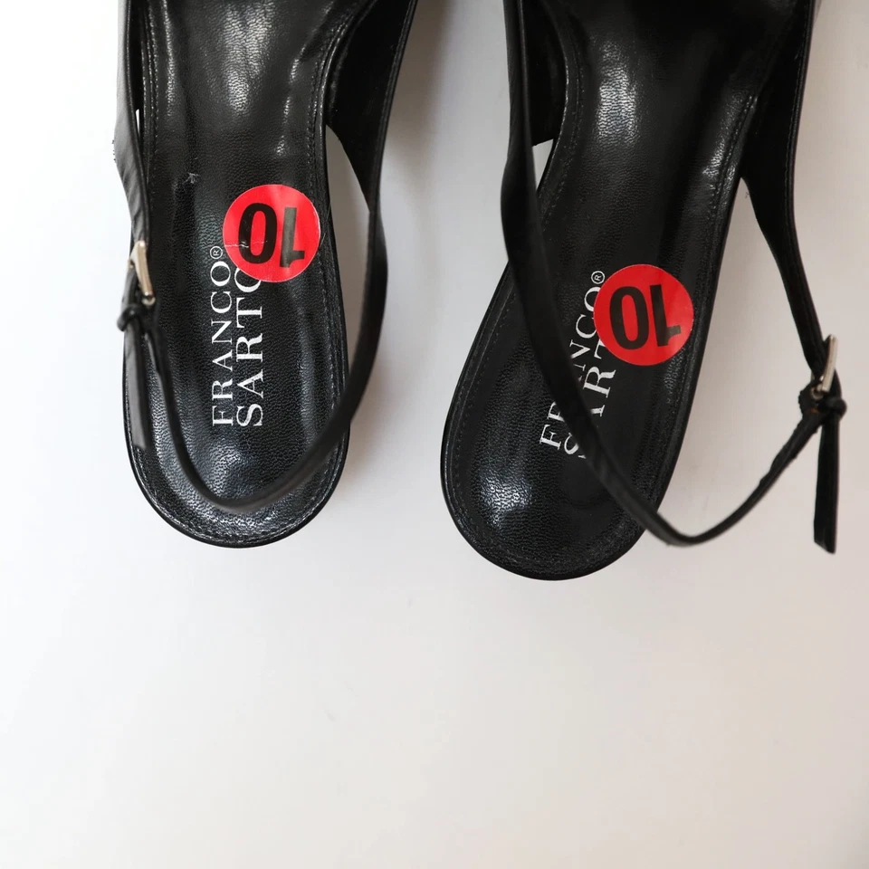 Franco Sarto black block heel bow open toe shoes sandals narrow 10 fits 9.5 - Image 3 of 4