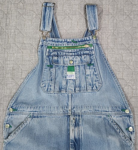 Salopette bavaglino uomo vintage Liberty invecchiato con zip e mosche blu denim; taglia 42x26 - Foto 2 di 12
