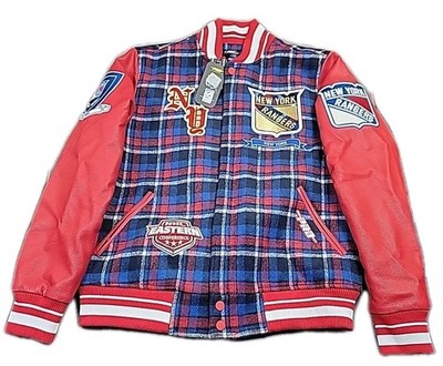 NHL Pro Standard New York Rangers Pro Prep Wool Varsity Jacket PLAID MEN'S L NWT