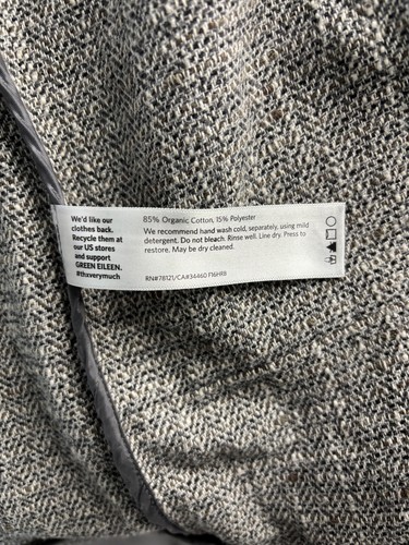 Eileen Fisher Womens L Open Front Tweed Blazer Jacket Organic Cotton Blend Grey - Imagen 5 de 7
