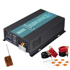 3000W Pure Sine Wave Inverter 12V To 120V Solar Power Off-Grid Remote Control RV