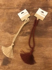 Room Essentials 18” Lot Of 2 Tie Backs Maroon Gold Nwt Tassels Window Treatment