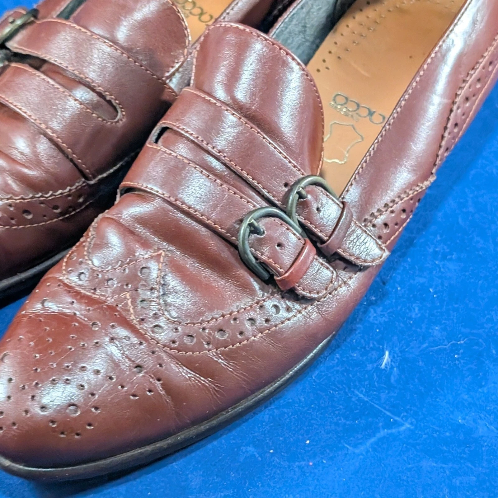 ECCO Mocassini eleganti Bandolino in pelle con cinturino da monaco alare marrone taglia 9