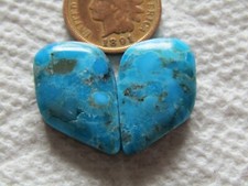 2 Kingman Pyrite Turquoise Cabochons 27 carats Arizona Cabs Matching Set Block
